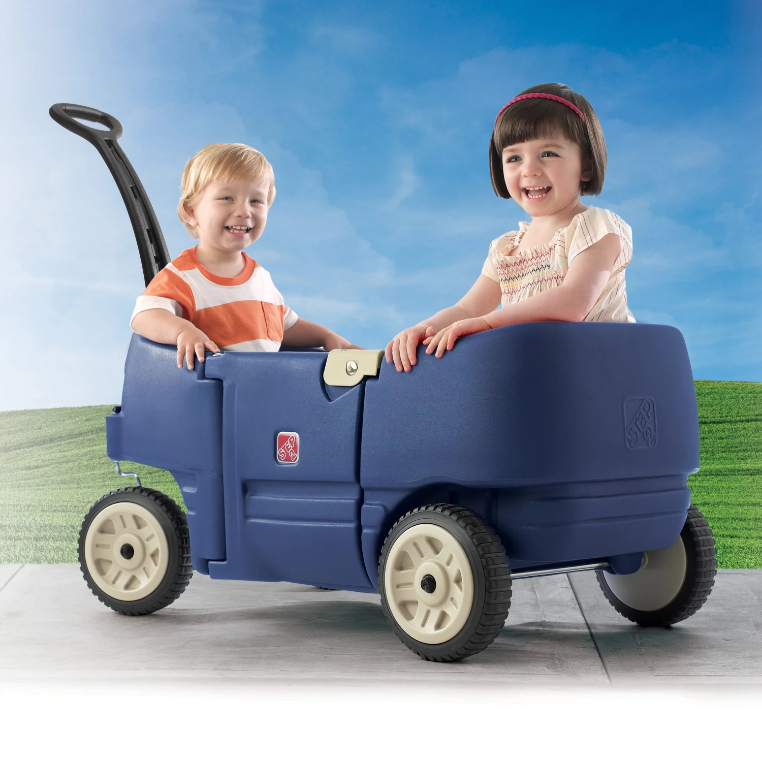 Step2 Wagon For Two Plus Pull Wagon For Kids, Blue 3 Step2 Wagon For Two Plus Pull Wagon For Kids, Blue - Image 3