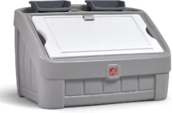 Step2 2-in-1 Toy Box & Art Lid | Plastic Toy & Art Storage Container, Grey