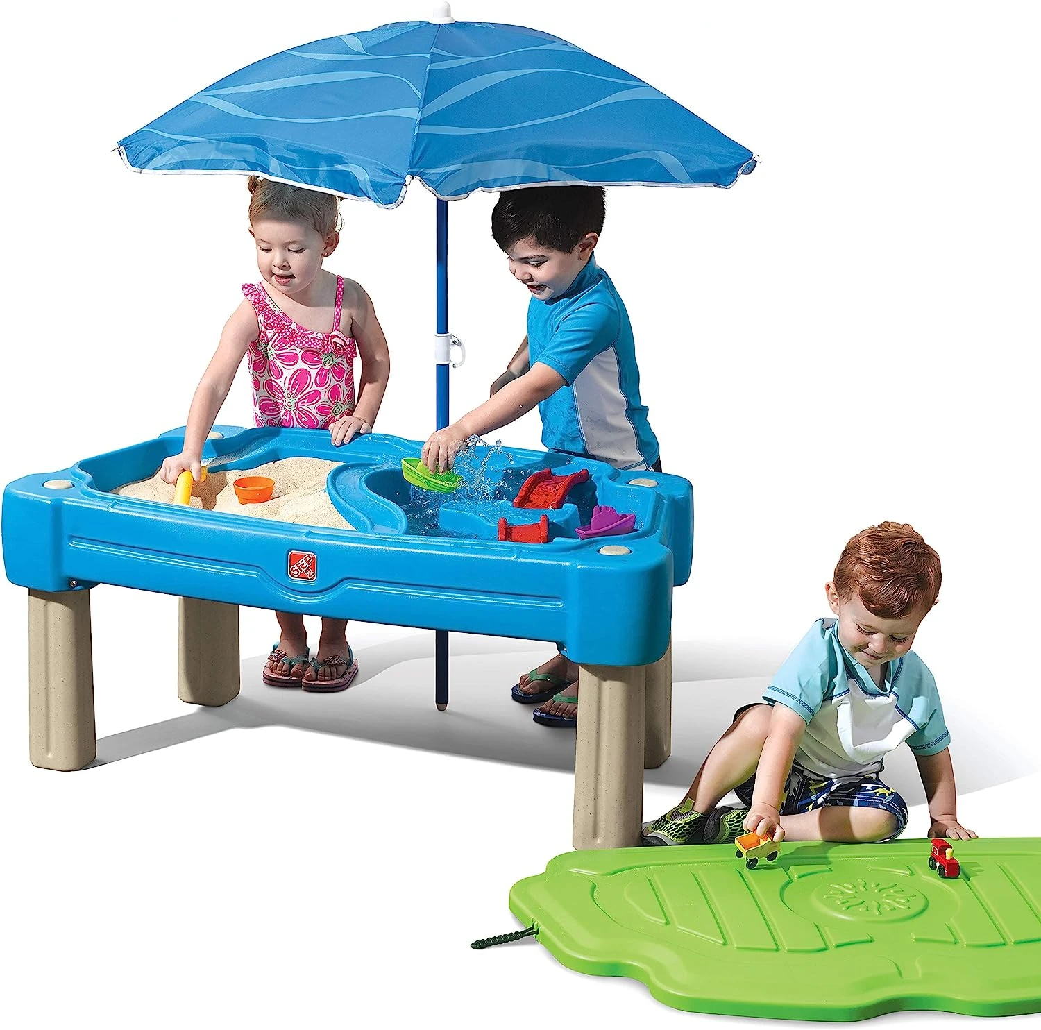 Step2 Cascading Cove With Umbrella, Kids Sand And Water Activity Sensory Table, 6 Piece Accessory Kit, Toddler Summer Outdoor Toys, 2 – 10 Years Old 3 Step2 Cascading Cove With Umbrella, Kids Sand And Water Activity Sensory Table, 6 Piece Accessory Kit, Toddler Summer Outdoor Toys, 2 – 10 Years Old - Image 3
