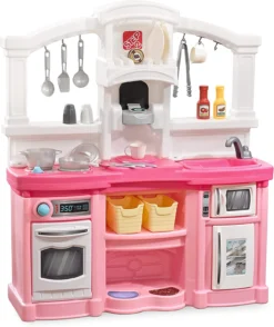 Step2 Fun With Friends Kitchen Set For Kids – Pink – Includes Toy Kitchen Accessories, Interactive Features For Pretend Play – Indoor/Outdoor Toddler Playset -Outdoor Toys-Step2 Step2 Fun with Friends Kitchen Set for Kids – Pink – Includes Toy Kitchen Accessories Interactive Features for Pretend Play – Indoor Outdoor Toddler Playset
