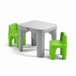 Step2 Mighty My Size Kids Plastic Table And Chairs Set, Gray