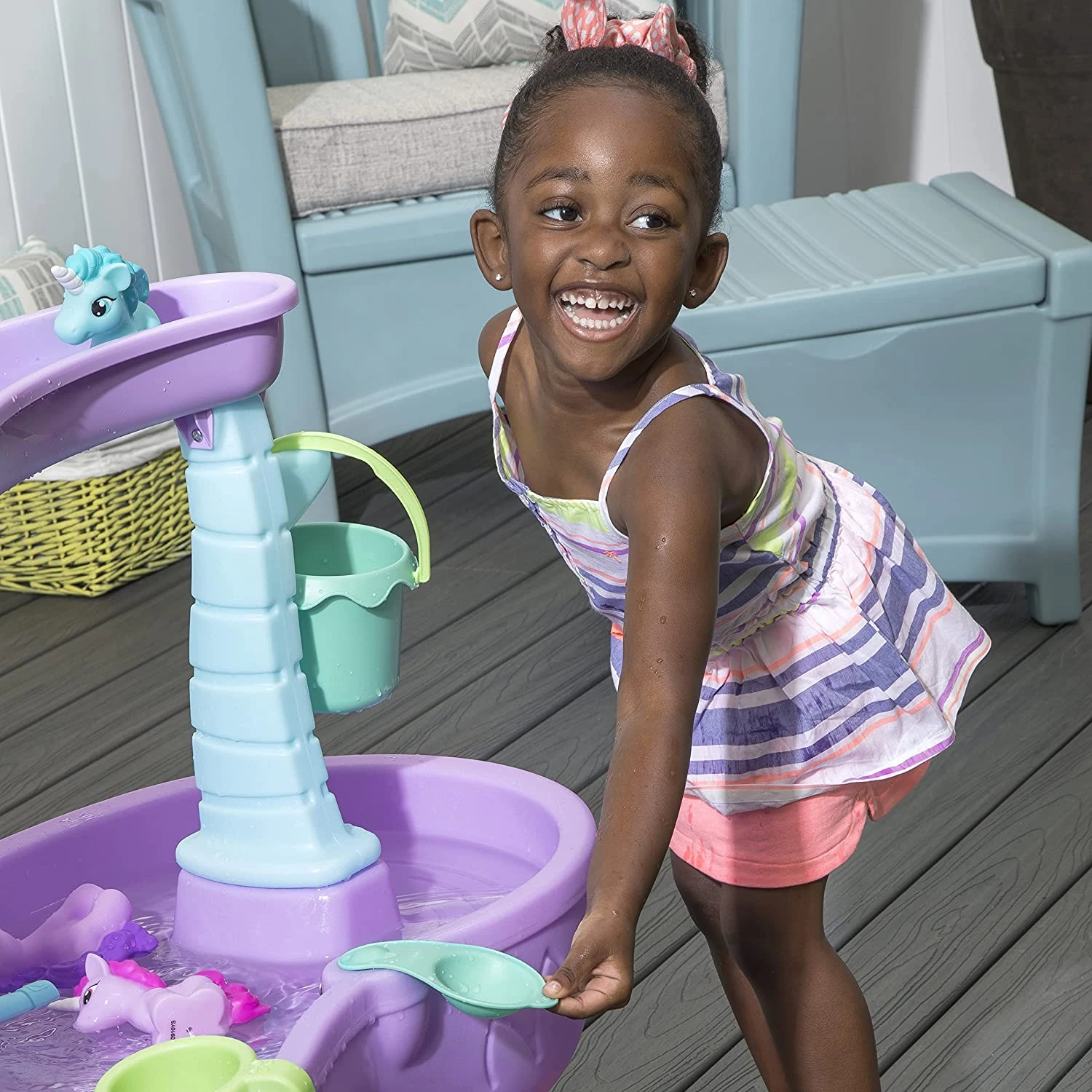 Step2 Rain Showers & Unicorns Water Table – Kids Purple Water Play Table With 13-Pc Unicorn Accessory Set 8 Step2 Rain Showers & Unicorns Water Table – Kids Purple Water Play Table With 13-Pc Unicorn Accessory Set - Image 8