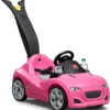 Step2 Whisper Ride Toddler Push Car, Pink – Ride On Toy With Included Seat Belt, Easy Storage And Transport, Steering Wheel For Pretend Play – Push Toy Car Makes A Great Stroller Alternative