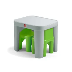 Step2 Mighty My Size Kids Plastic Table And Chairs Set, Gray -Outdoor Toys-Step2 ff5cb1d7 6fd9 400f 9048 e702ea85d01f.3df53d0751c68b969a79f206f1b548ee