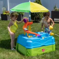 Step2 Waterpark Wonders Two-Tier Water Table -Outdoor Toys-Step2 step2 outdoor step2 waterpark wonders two tier water table 38911669043421